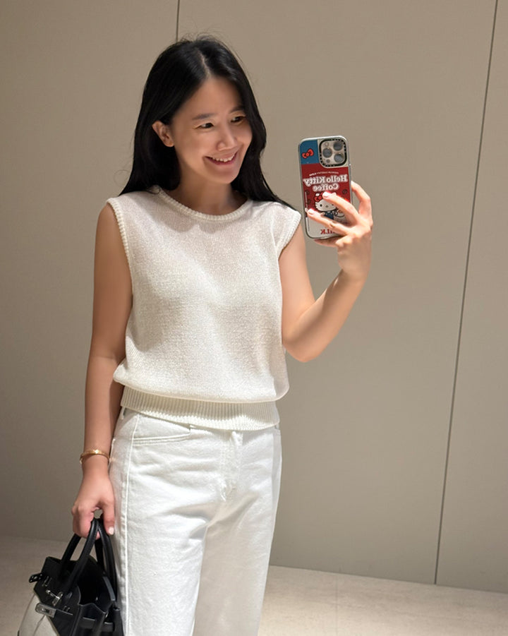 Sheer Silk Blend Knit Vest