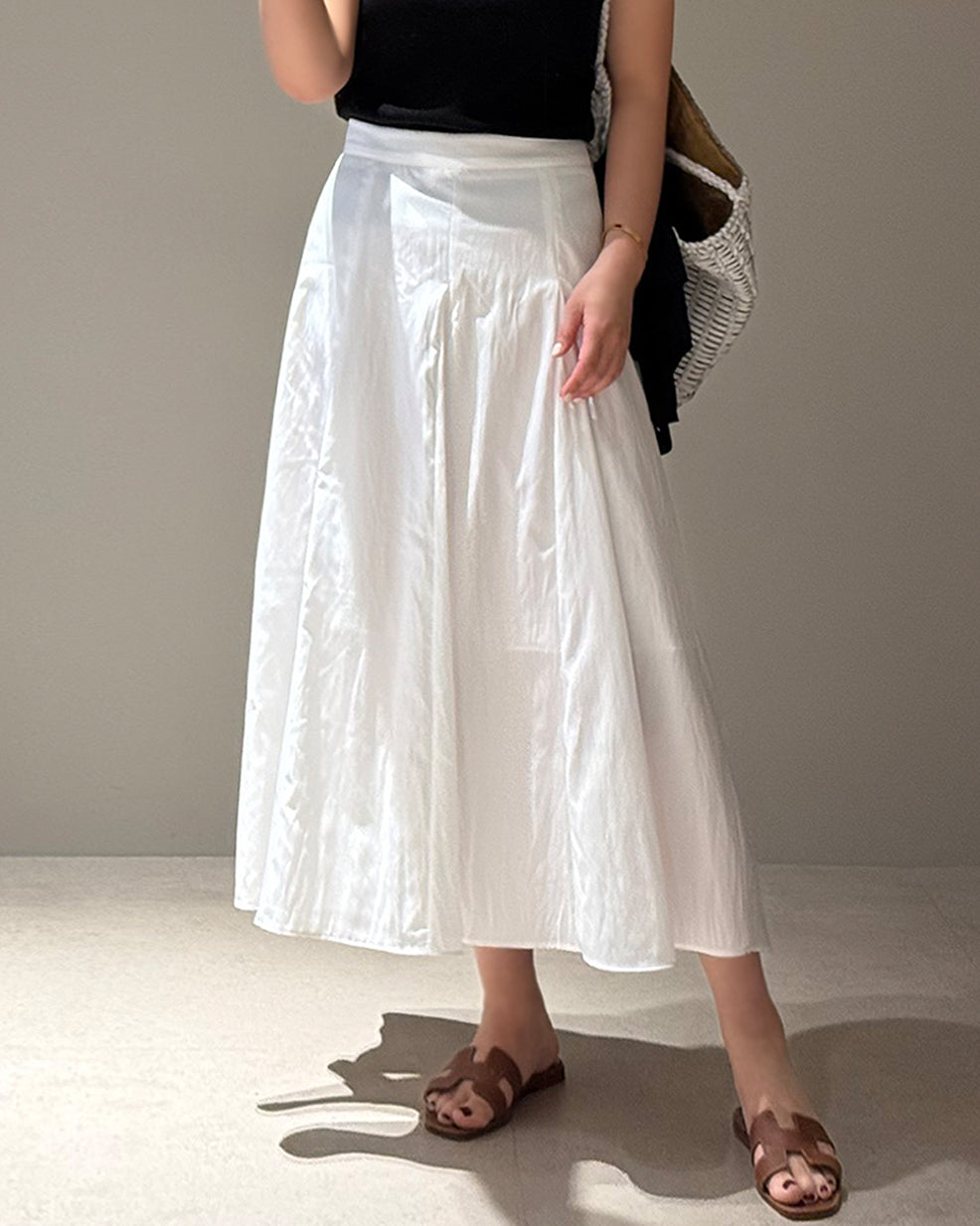 Crinkle Flared Maxi Skirt