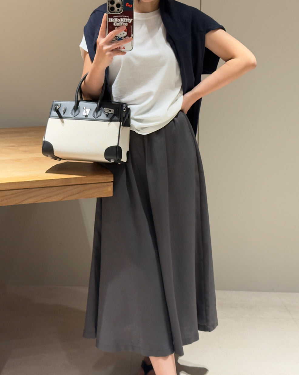 Pleated Wide-Leg Culottes Pants