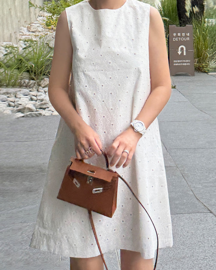 Floral Eyelet Sleeveless Mini Dress