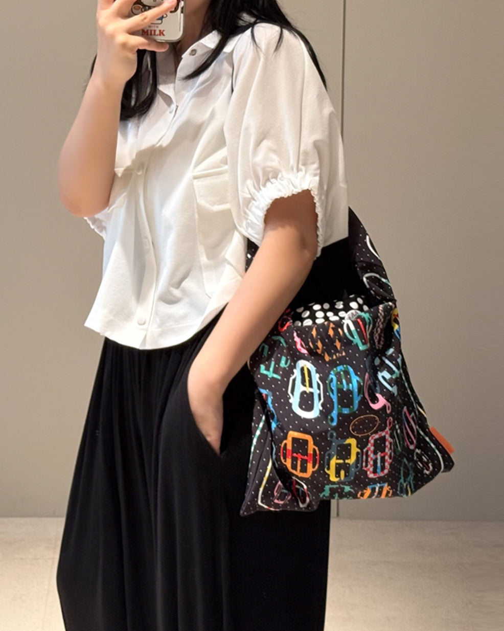 Graphic Printed Shoulder Tote Bag