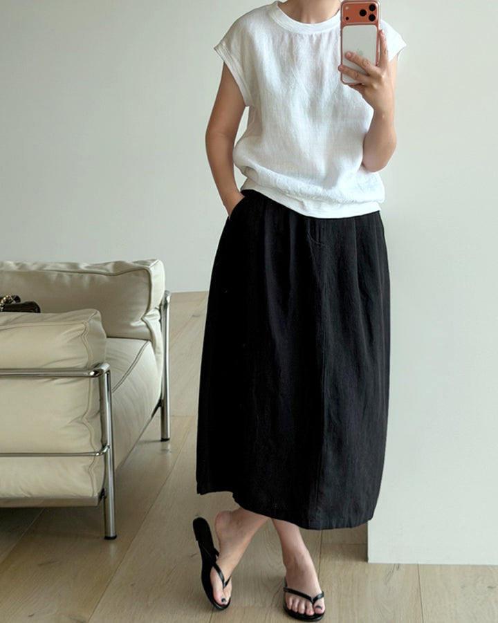 Linen Blend Cap Sleeve Tank Top