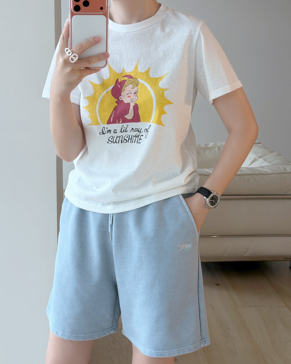 Retro Sunshine Graphic Short Sleeve Shirt