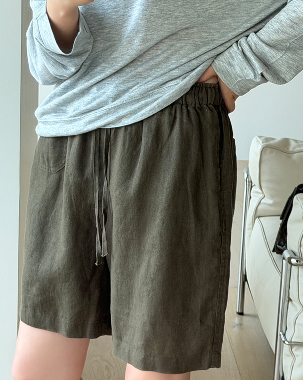 Casual Linen Drawstring Shorts