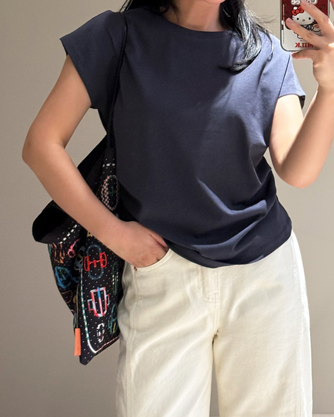Minimalist Cap Sleeve Crewneck Top