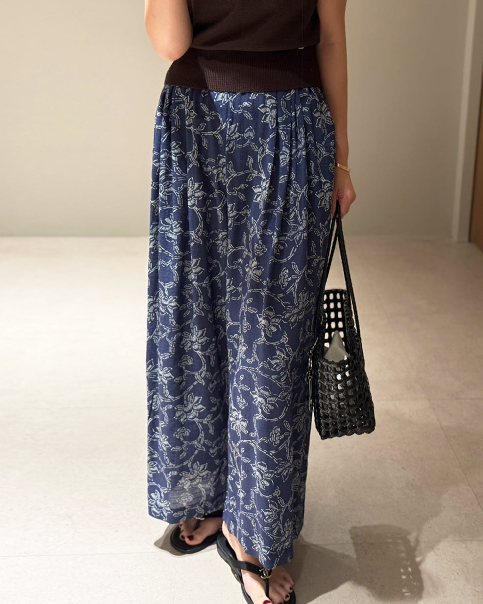 Floral Print Wide Leg Pleated Pants