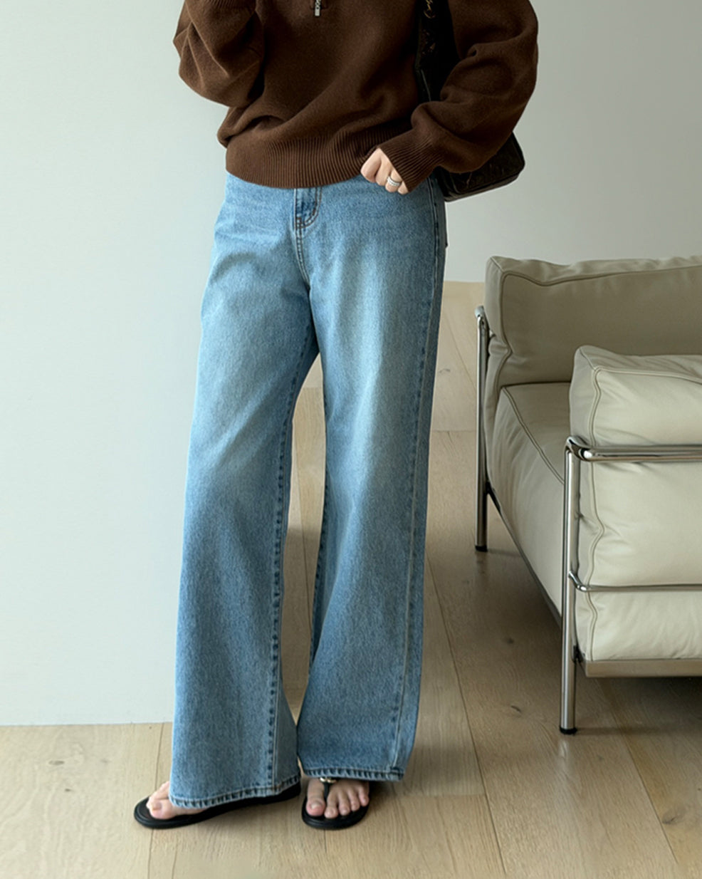 Premium Blend Wide-Leg Classic Denim