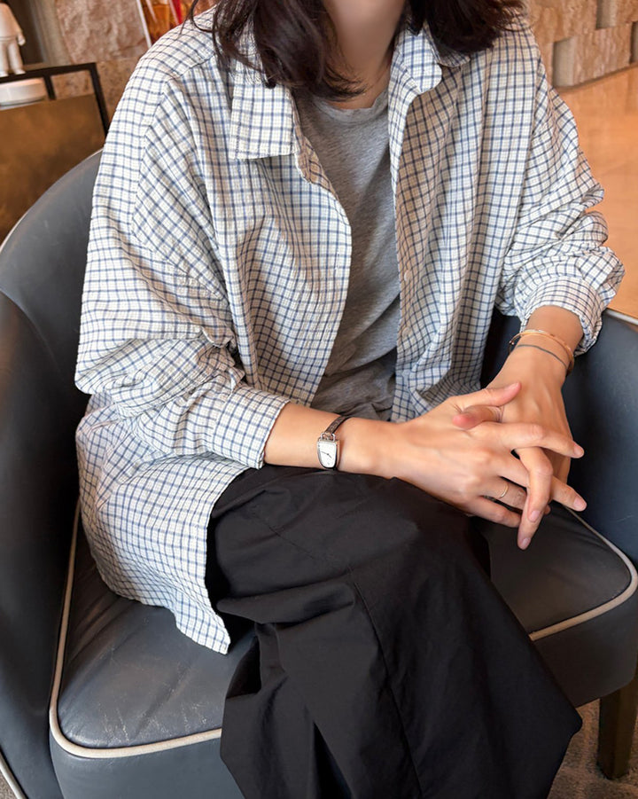 Wrinkled Check Loose Shirt