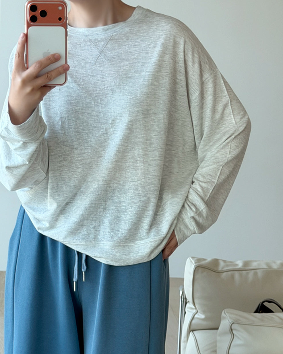Lightweight Heathered Crewneck Sweatshirt