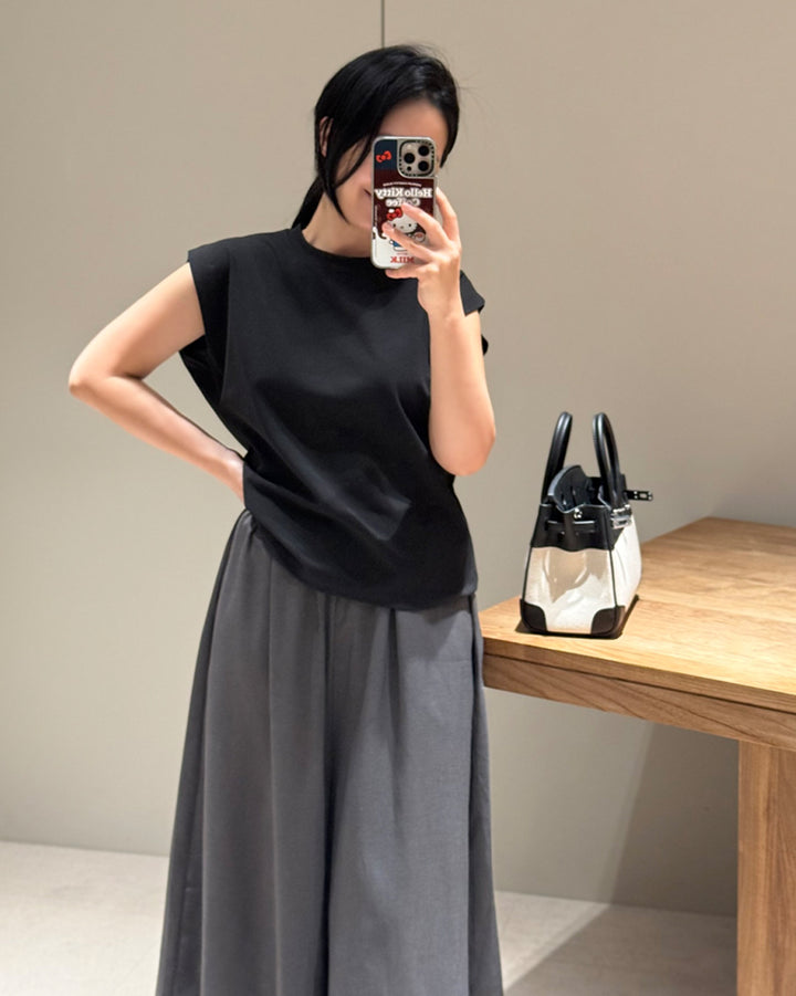 Cap Sleeve Crewneck Essential Top