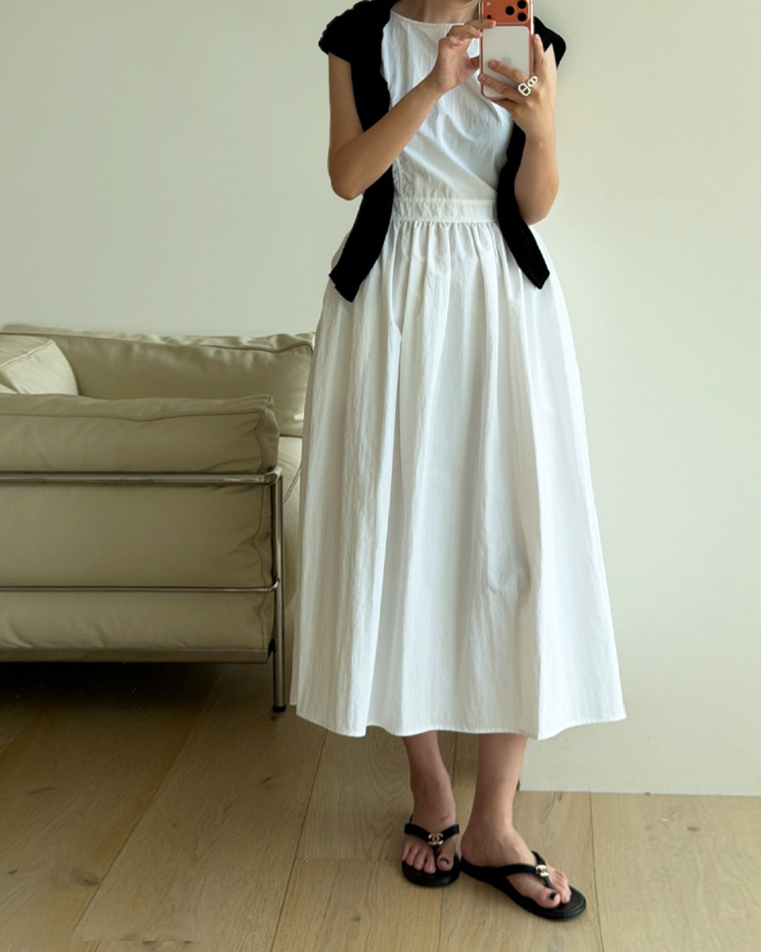 Nylon Sleeveless Flared Dress