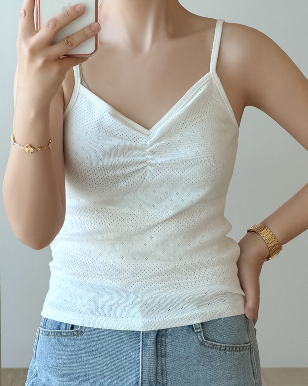 V-Neck Eyelet Cami Top