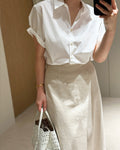 Crisp Cotton Rolled-Cuff Short Sleeve Shirt