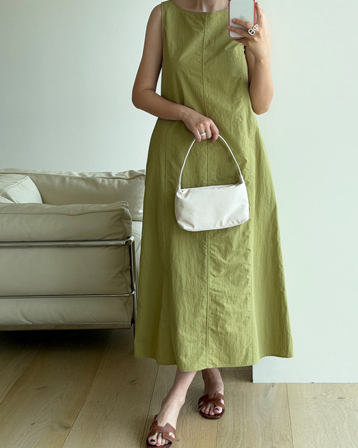 Seam-Detail Sleeveless Long Dress