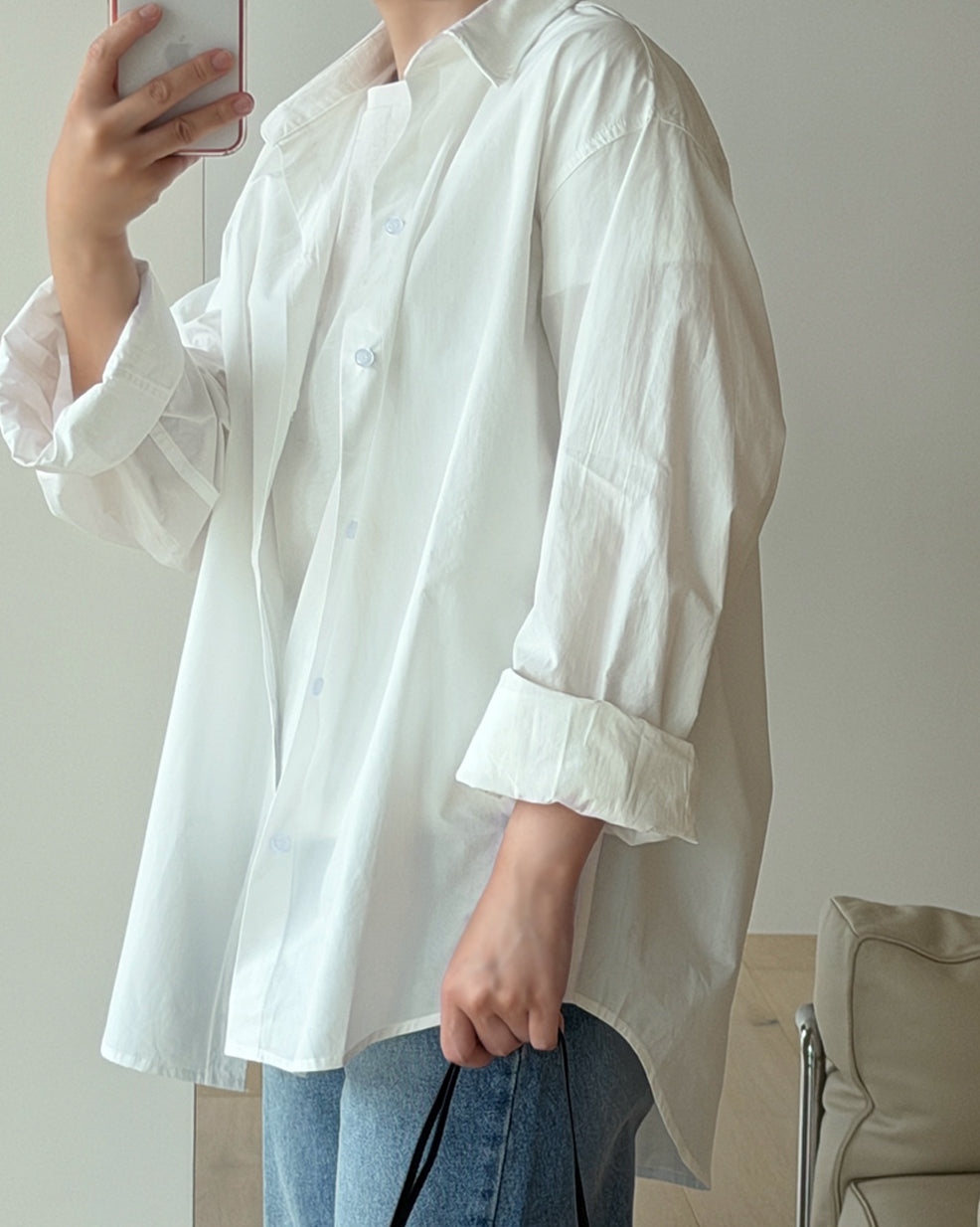 Relaxed Roll-Up Cotton Shirt