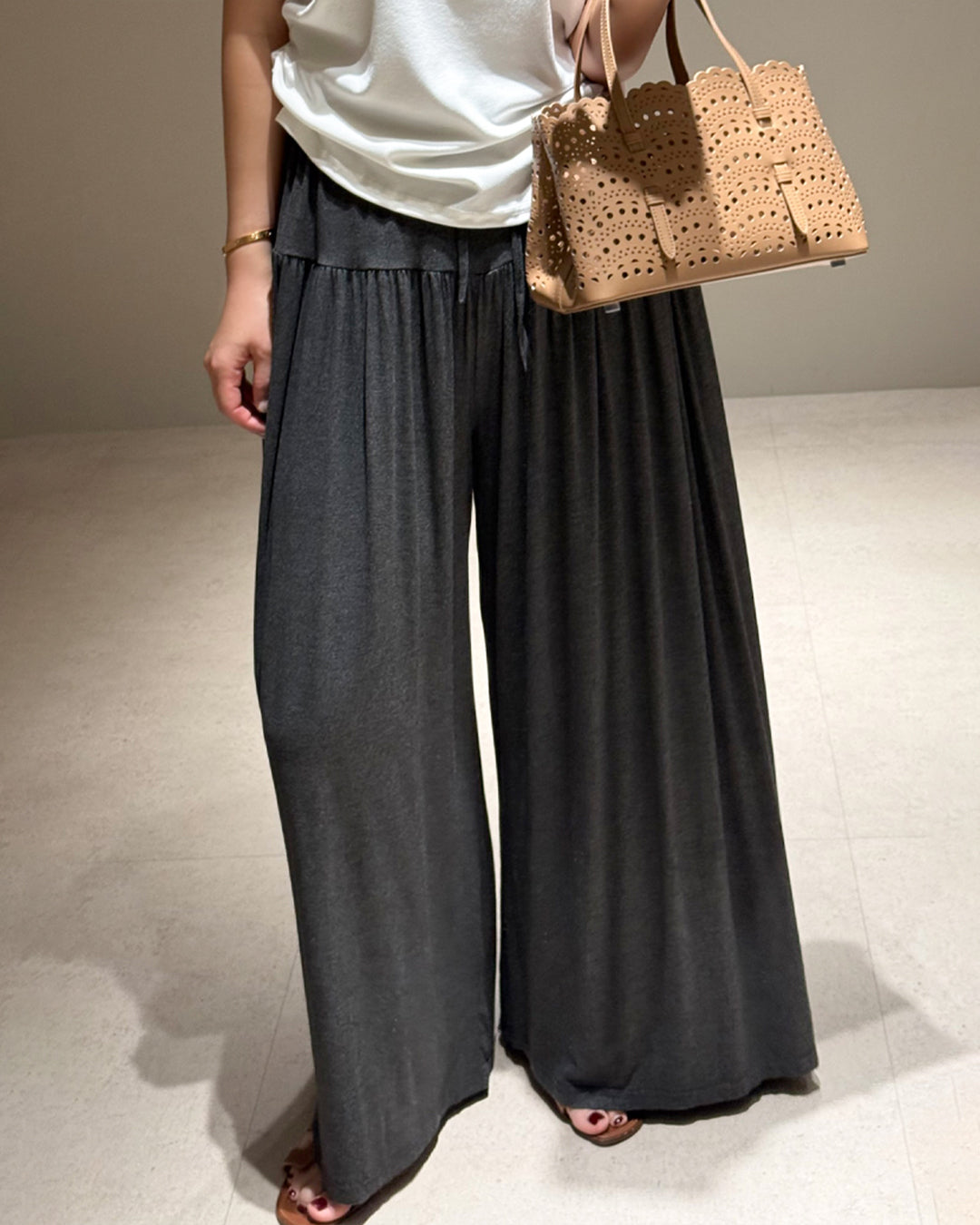 Pleated High-Rise Flowy Wide-Leg Pants