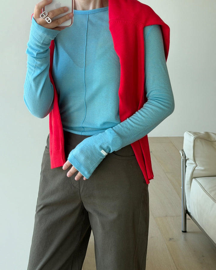 Sheer Center Seam Long Sleeve Tee