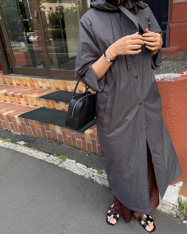 Oversized Hooded Long Windbreaker Coat