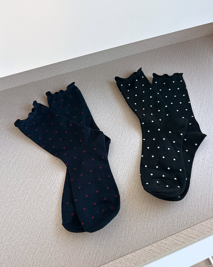 Ruffle-Trim Polka Dot Socks