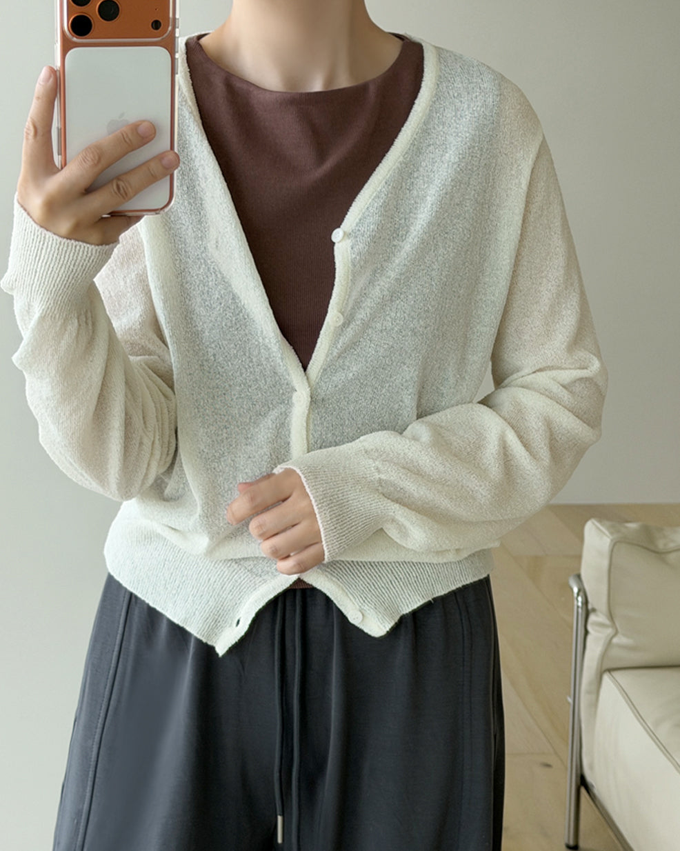 Sheer Lightweight V-Neck Cardigan