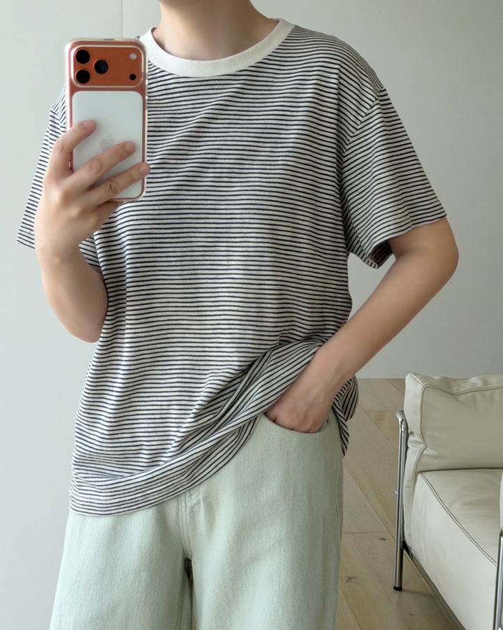 Casual Loose-Fit Striped Tee