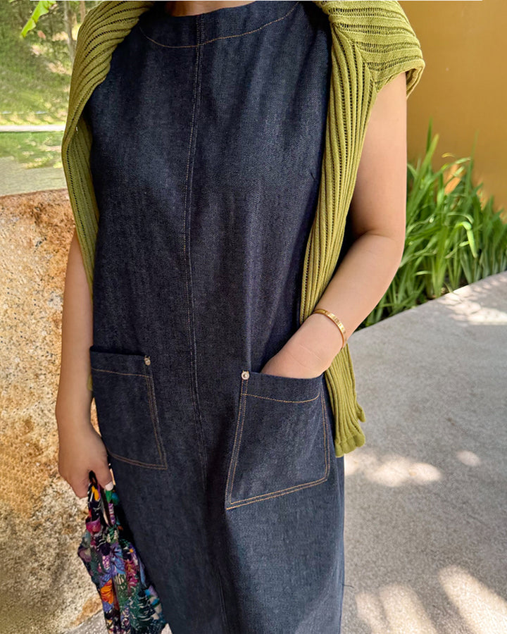 Cotton Blend Sleeveless Maxi Dress