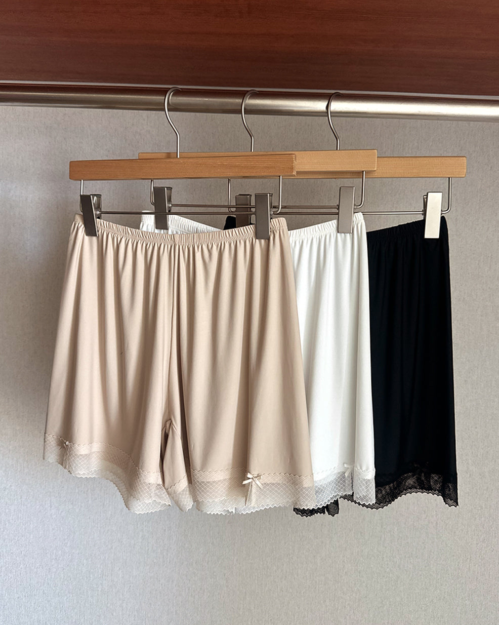 Lace-Trim Silky Safety Slip Shorts