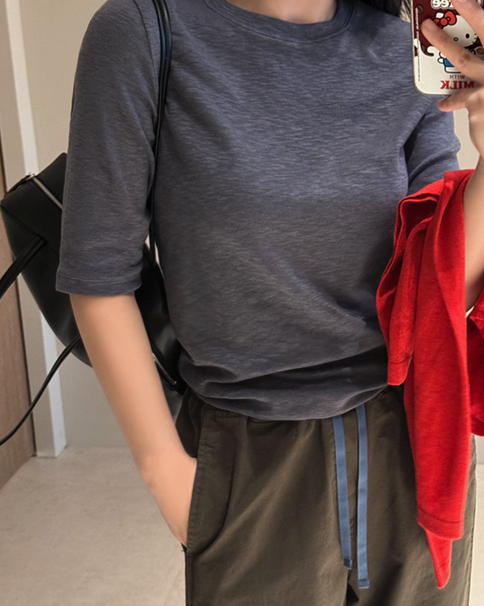 Soft Heathered Elbow-Sleeve Transition Tee