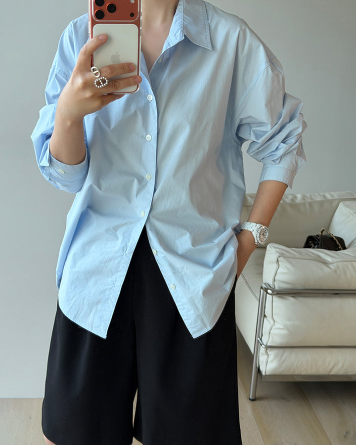 Loose Fit Cotton Button-Down Shirt