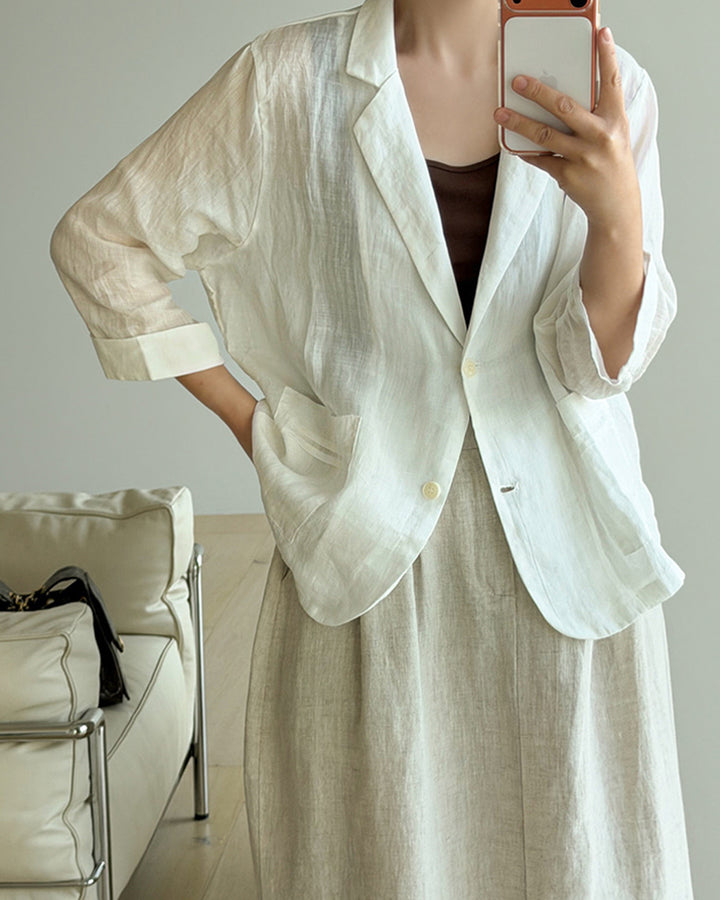 Relaxed Fit Summer Linen Jacket