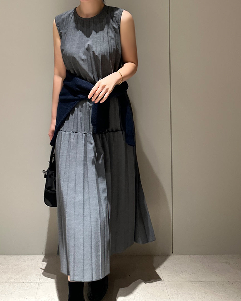 Pleated Sleeveless Tiered Maxi Dress
