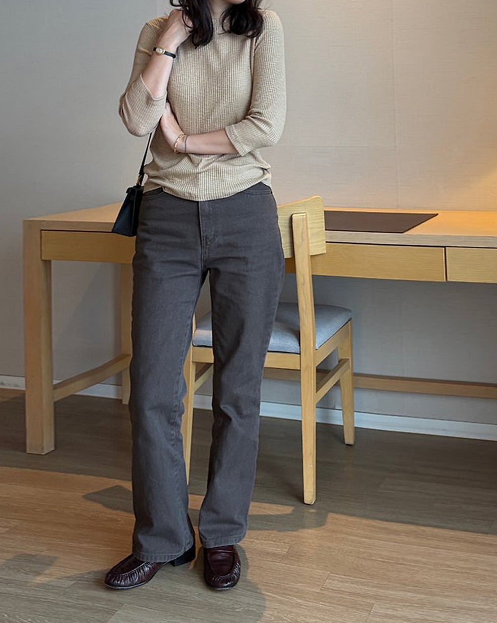 Vintage-Washed Muted Brown Pants