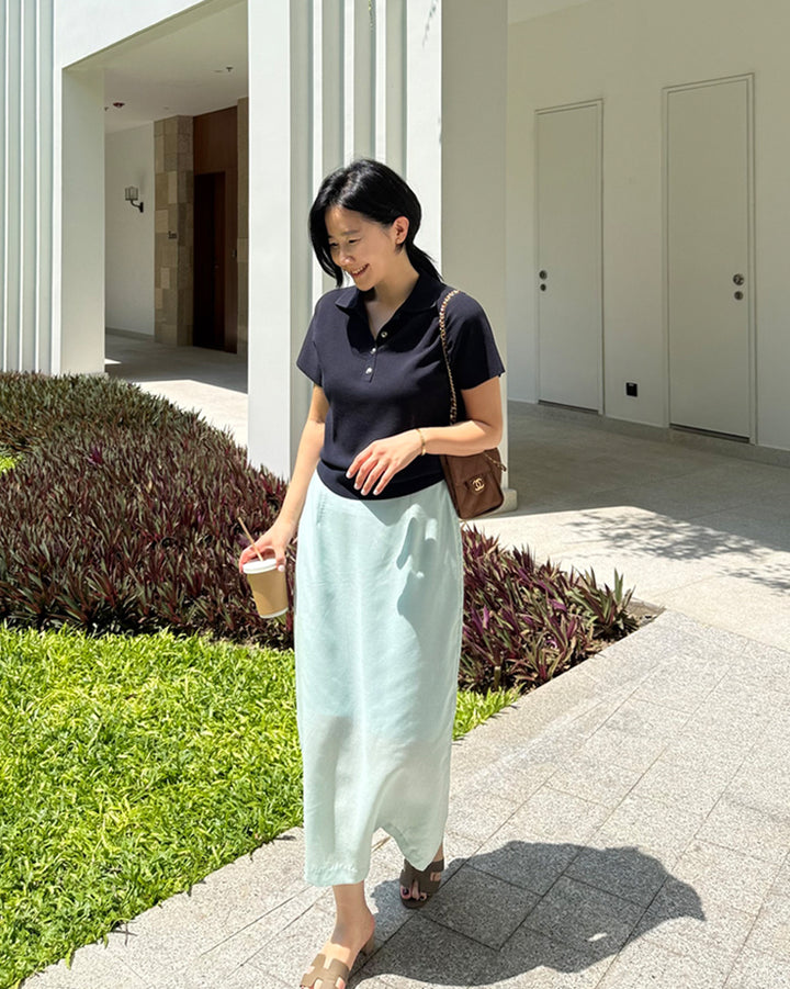 Tencel Linen Blend Long Straight Skirt