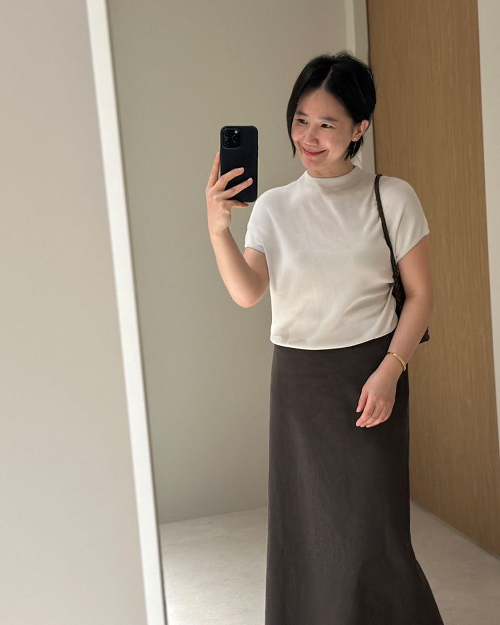Minimalist Linen-Blend Straight Maxi Skirt