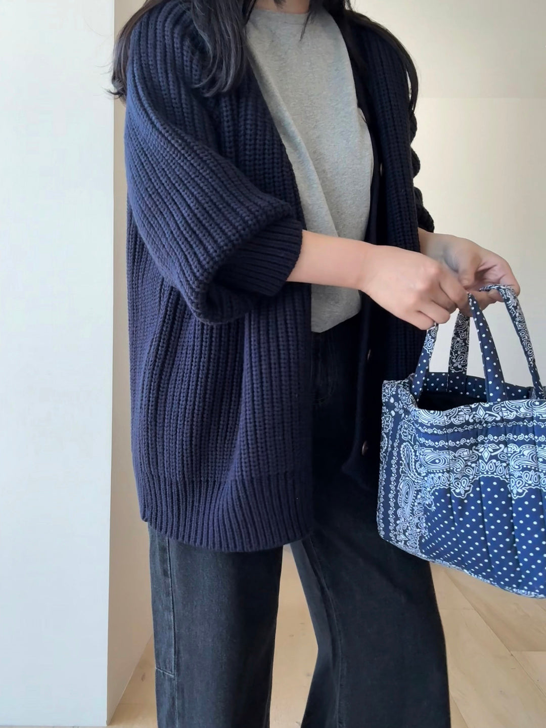 ワッフルニット チャンキーカーディガン