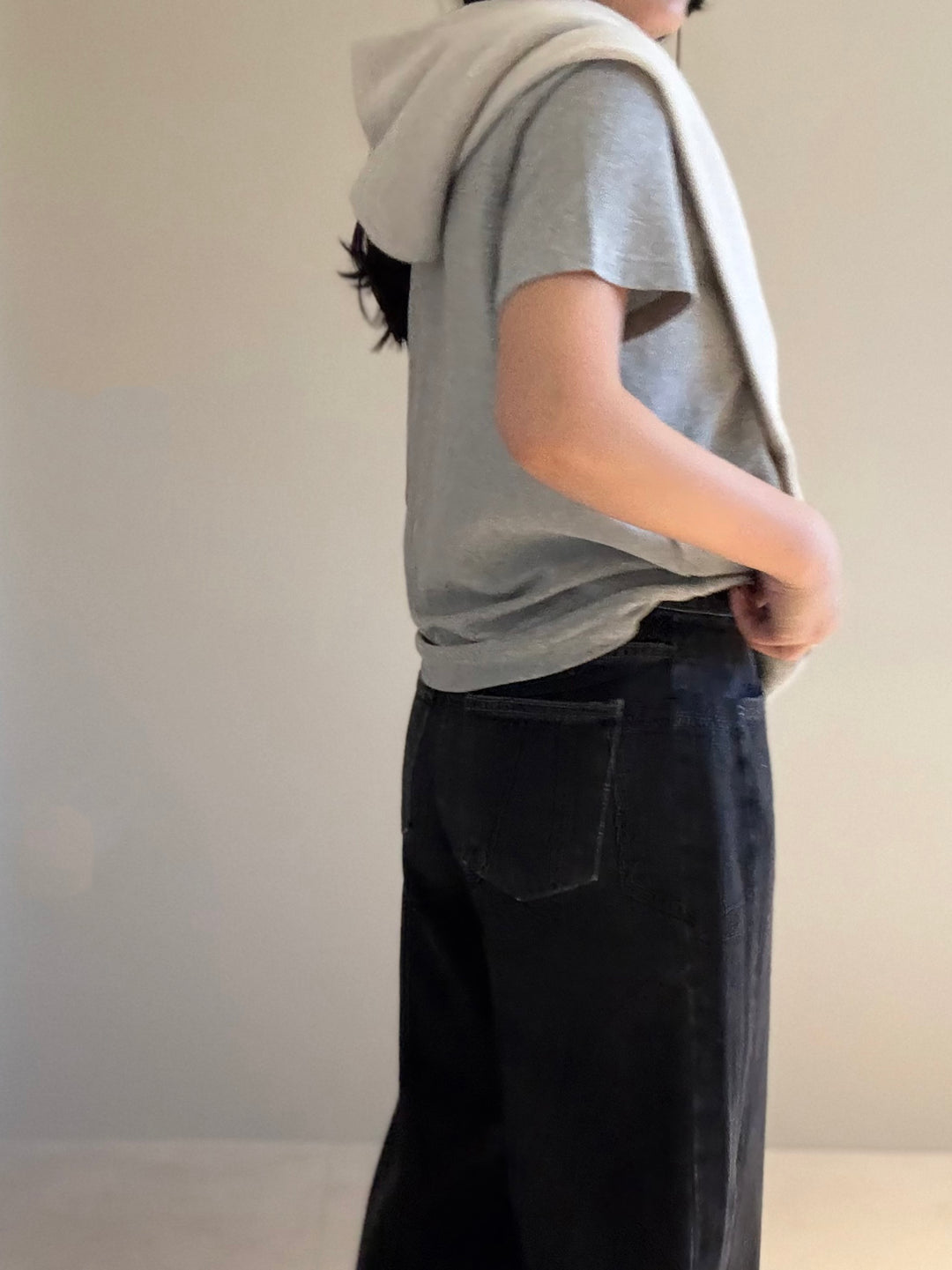 フード付きニットコンバーチブルラップベスト