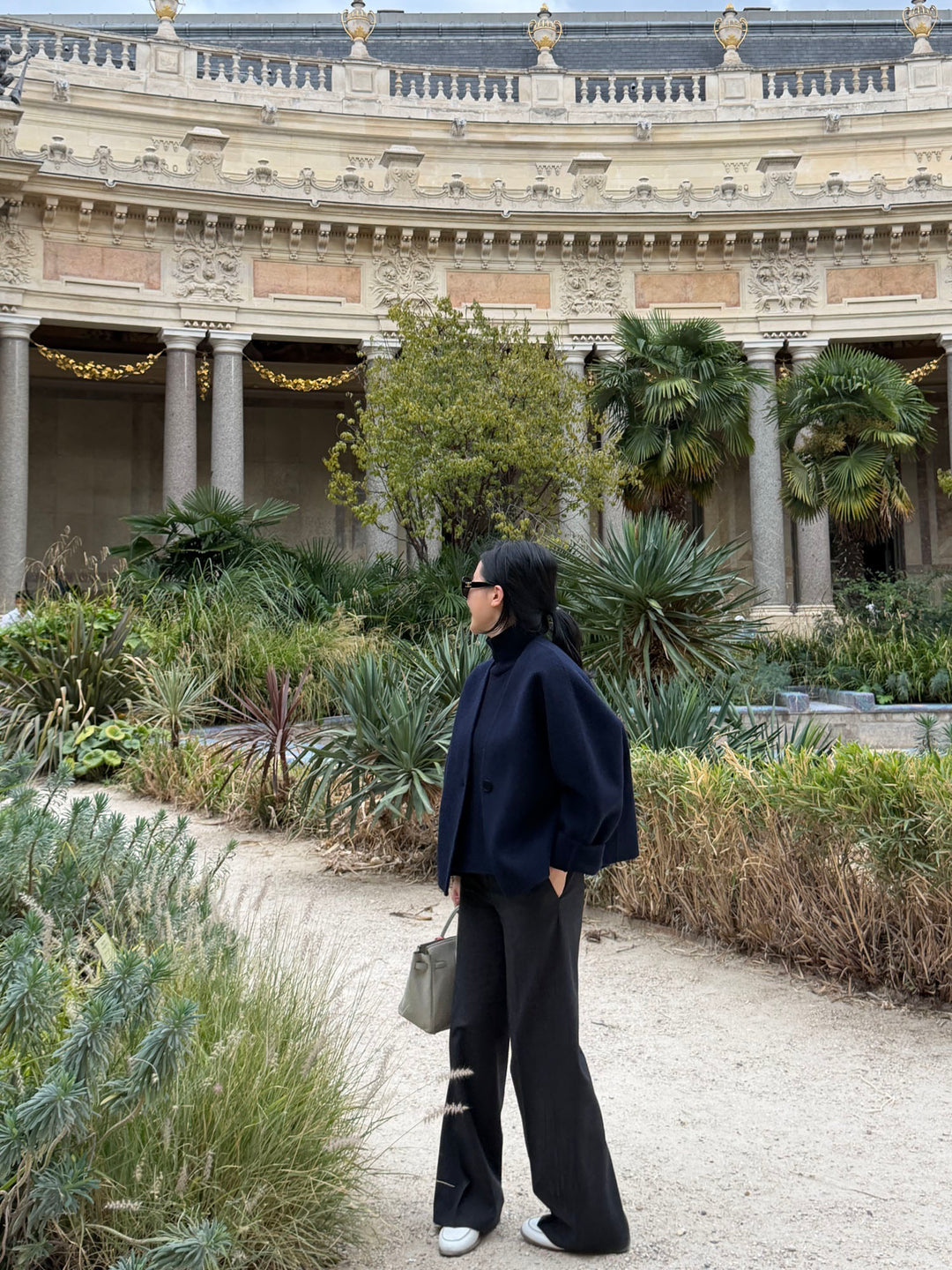Semi-Handmade Boiled Wool Short Jacket-Navy
