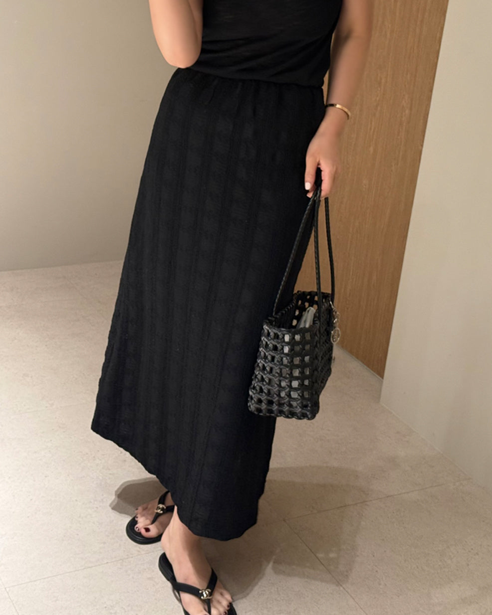Textured Column Maxi Skirt