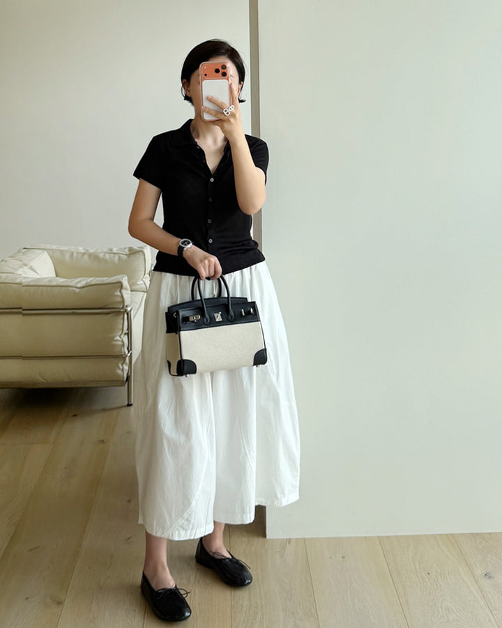 Wide-Leg Elastic Waist Culottes