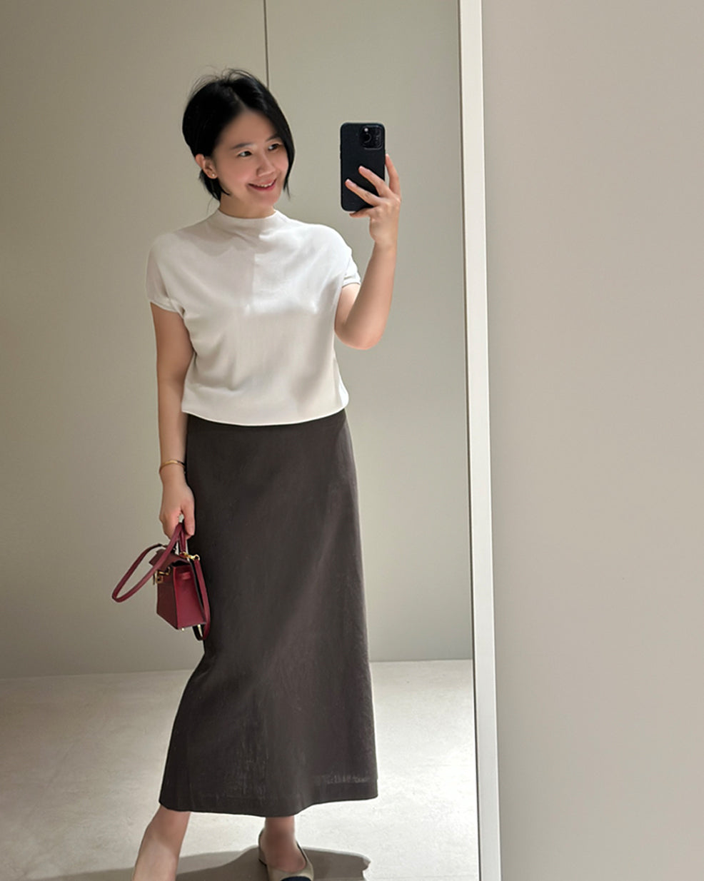 Minimalist Linen-Blend Straight Maxi Skirt