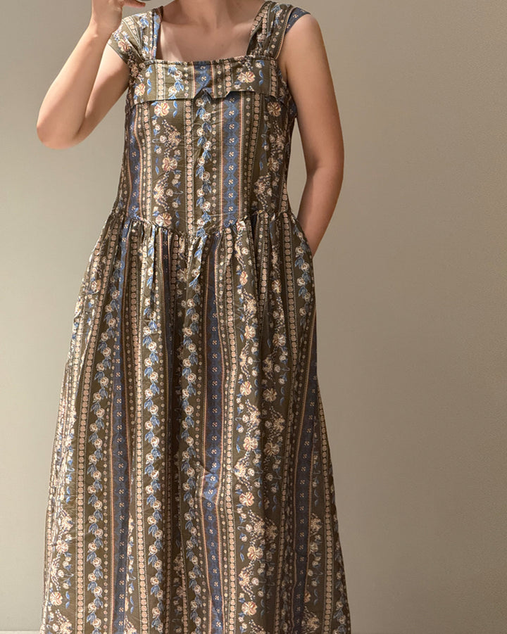 Ethnic Floral Flap Maxi Dress