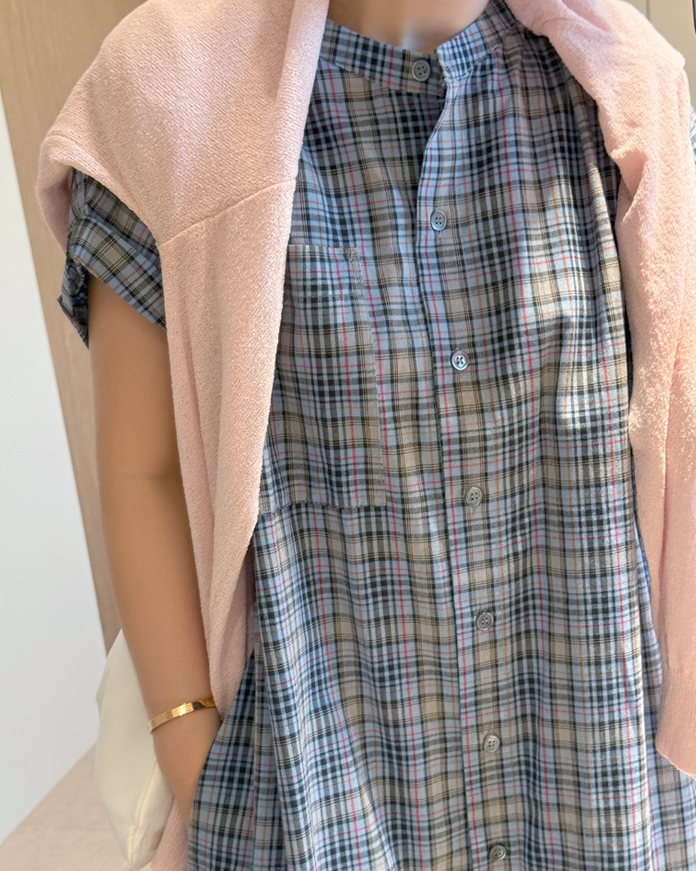 2-Way Cotton Check Shirt Dress &amp; Robe