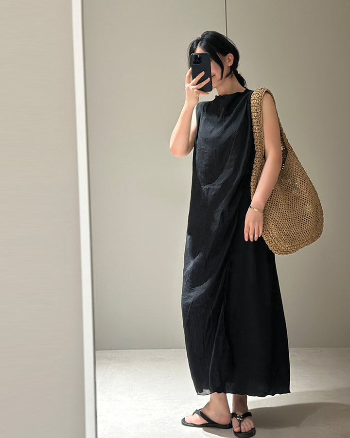 Resort Crinkle Drape Long Dress