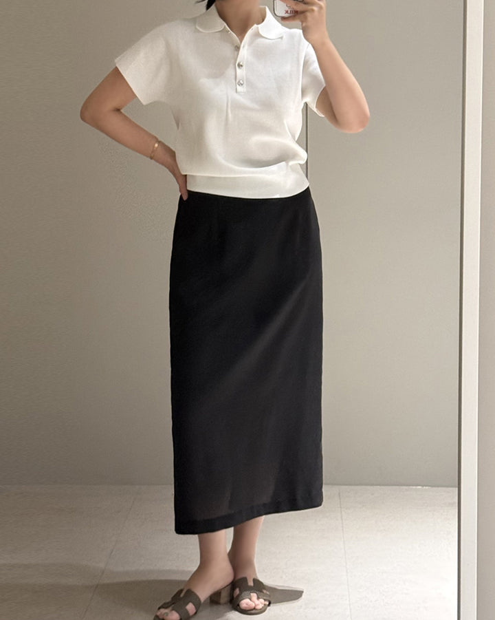 Tencel Linen Blend Long Straight Skirt