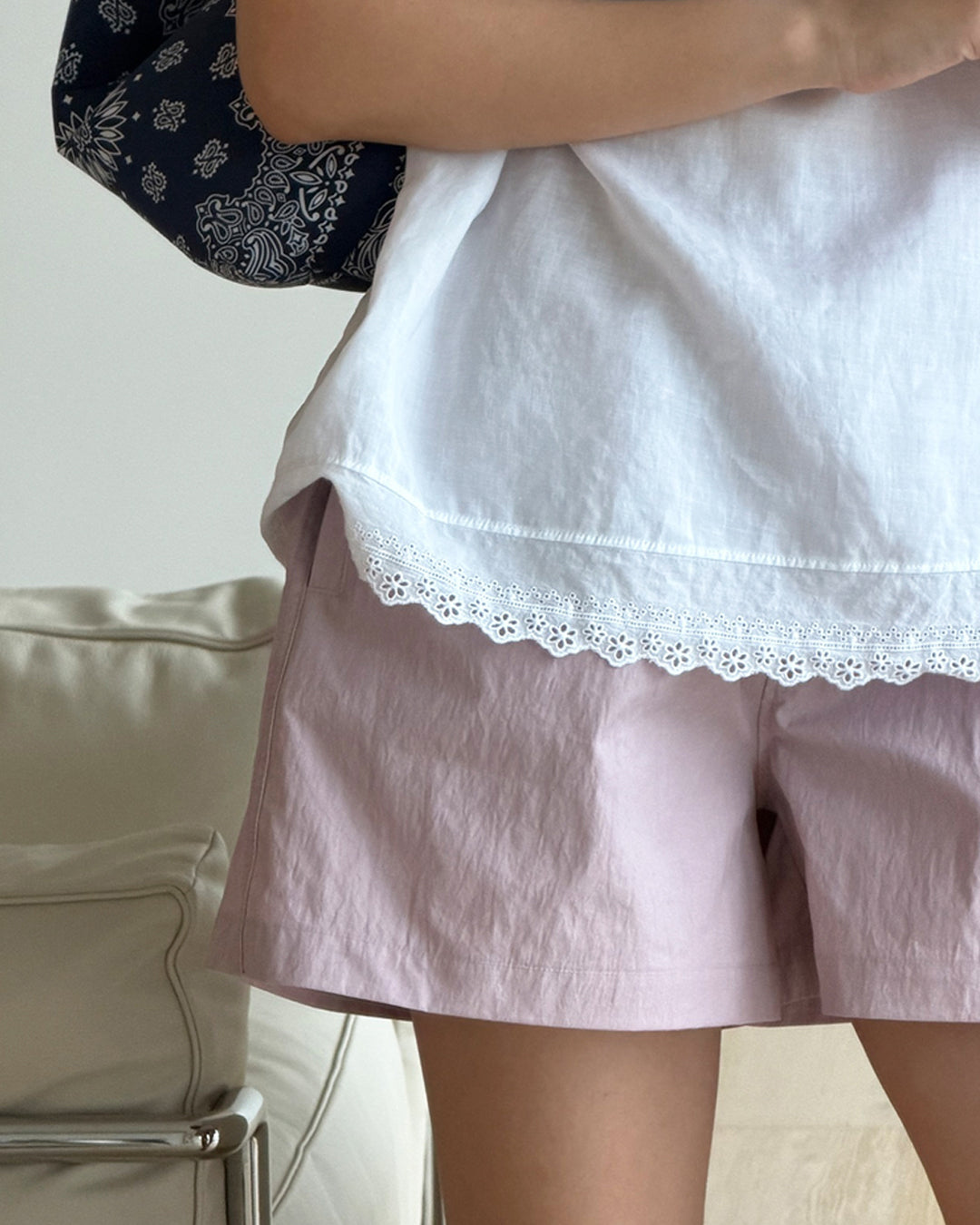 Linen Eyelet Lace Sleeveless Top