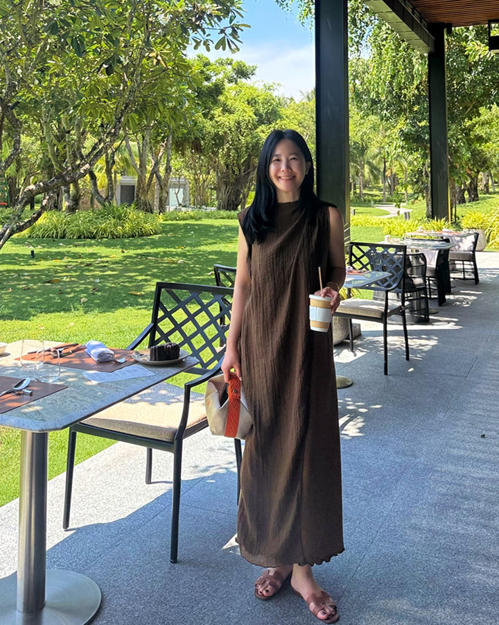 Resort Crinkle Drape Long Dress