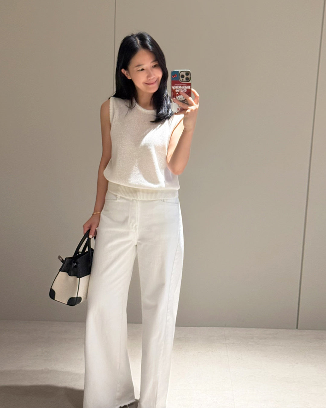 Raw Hem Wide Flared White Jeans
