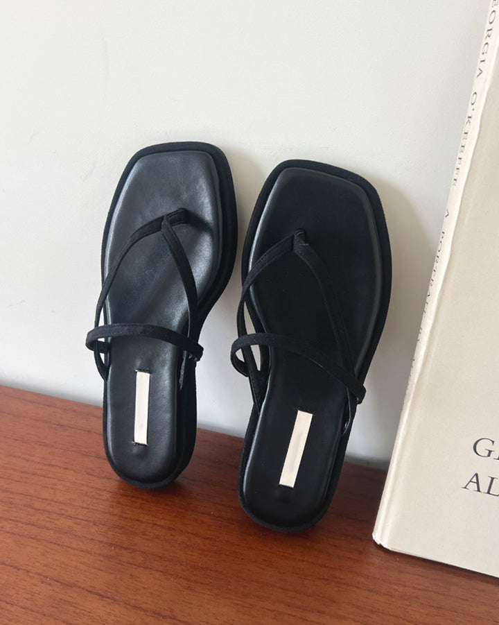 Square Toe Strappy Thong Sandals