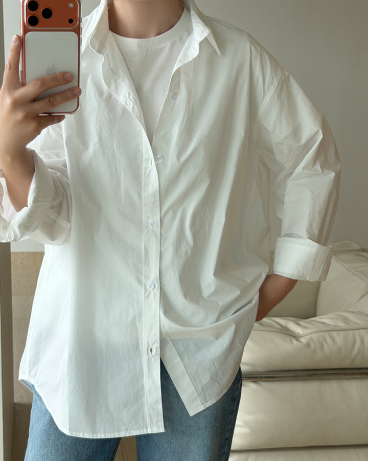 Relaxed Roll-Up Cotton Shirt