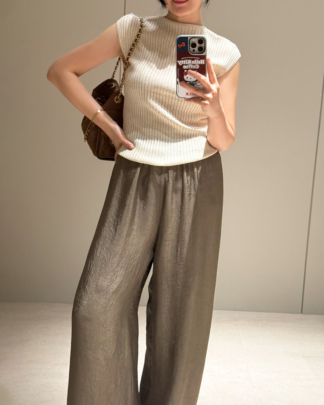 Satin Gloss Rayon Wide Pants